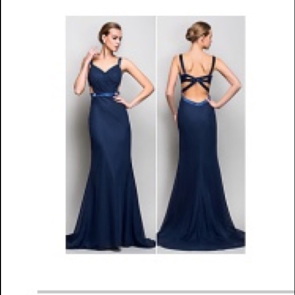 navy trumpet dress